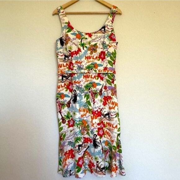 Vintage David Meister Aloha Hawaii Hula Summer Dress 100% Silk Neimans Size 8 - Picture 4 of 15